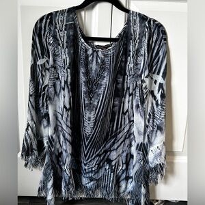 Sienna Rose Black and Gray Patterned Cardigan